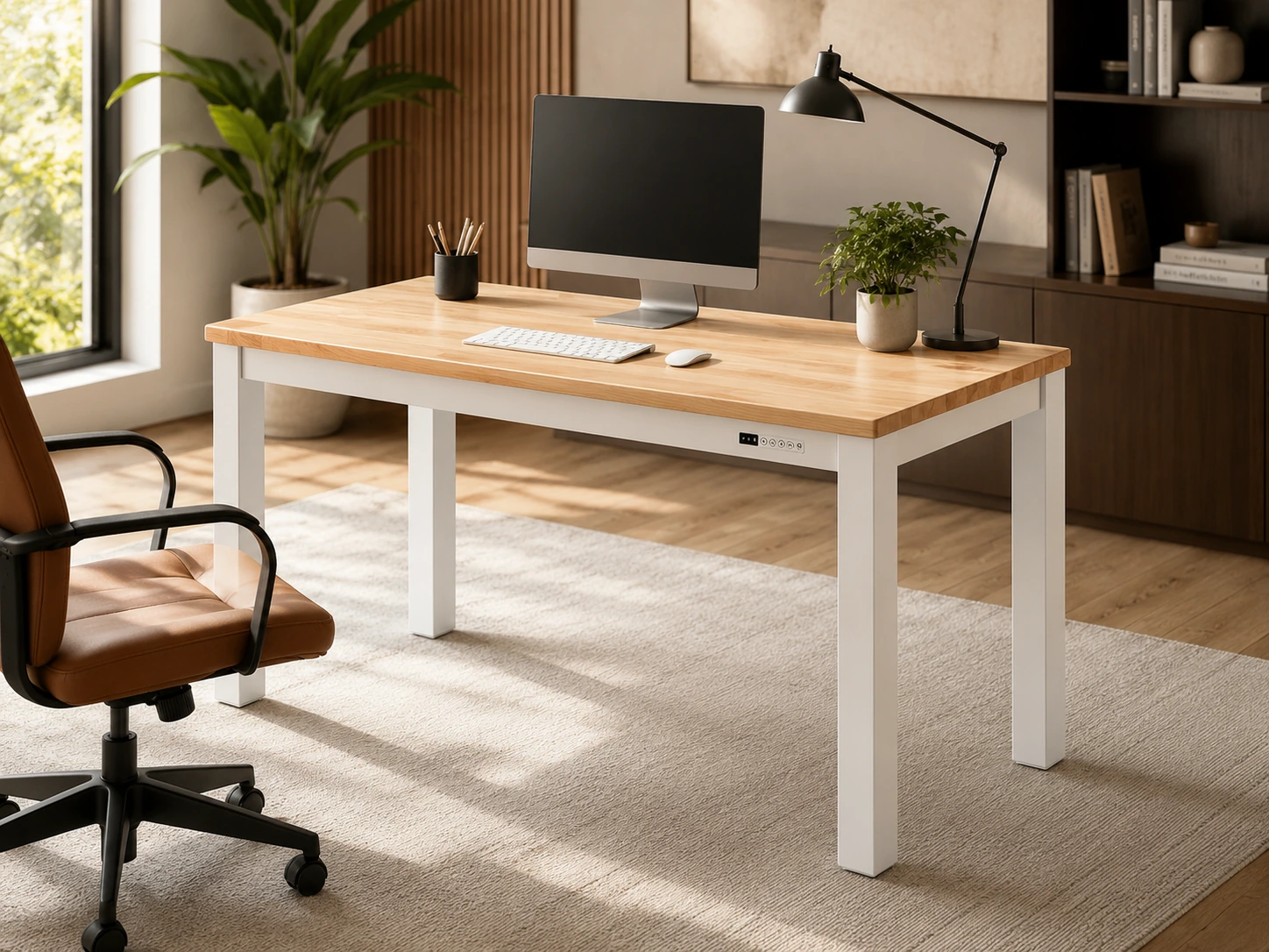 FlexiSpot E3Q-PRO 4-Leg 55x28 Rubberwood