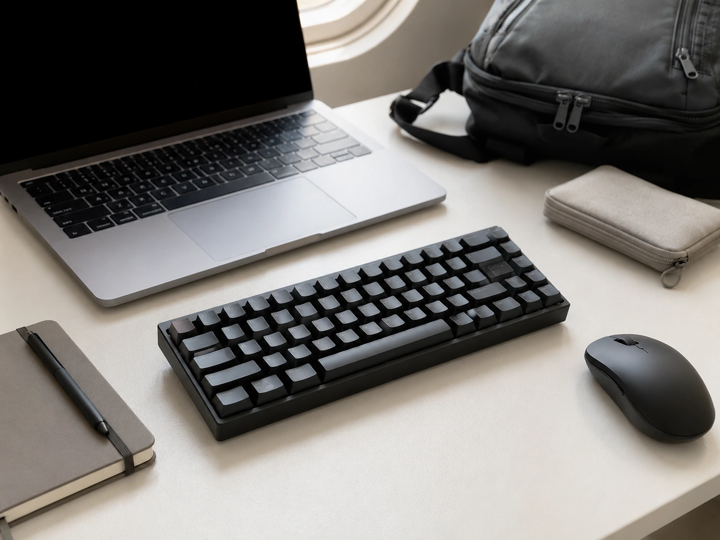 60% keyboard setup for minimalist travel and compact desk