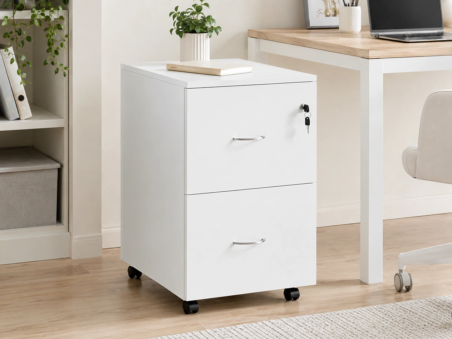VASAGLE CUSTOS 2-Drawer File Cabinet with Lock, White