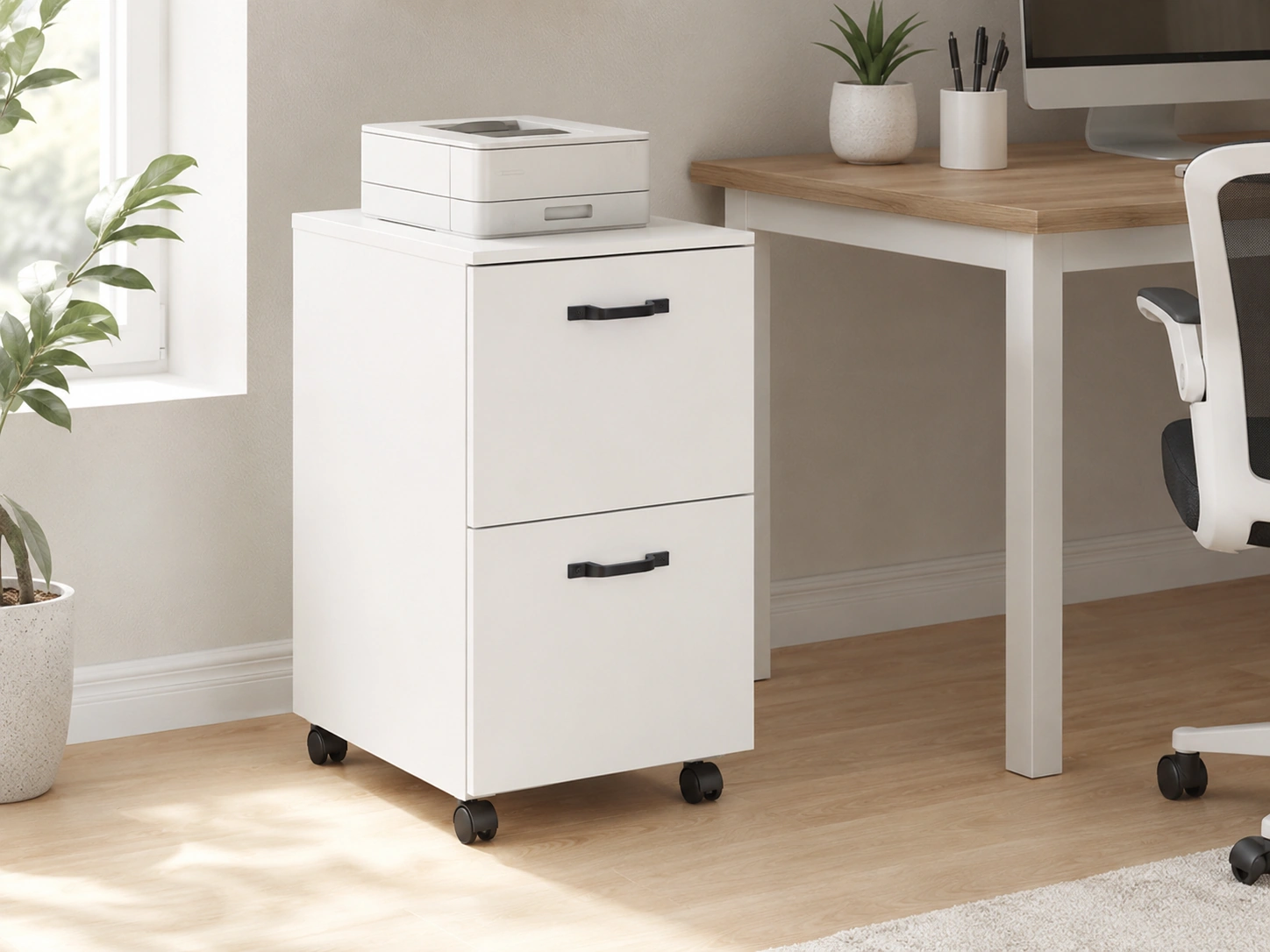 VASAGLE CUSTOS 2-Drawer File Cabinet, Snow White