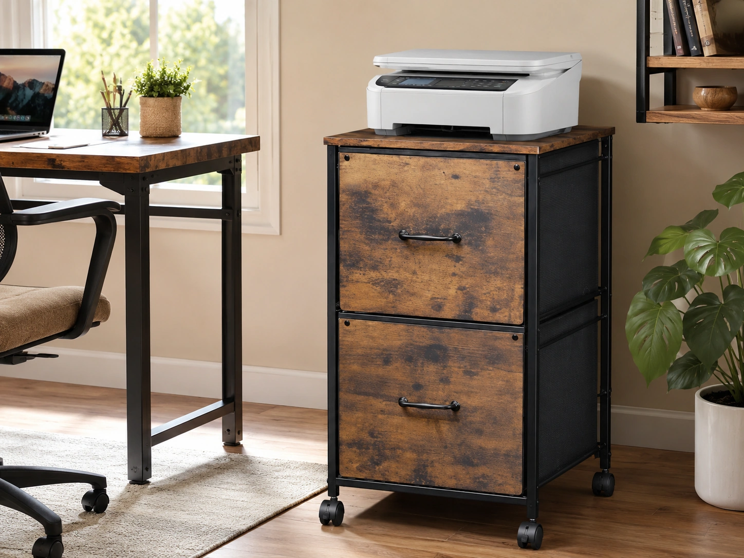 DEVAISE 2-Drawer Fabric File Cabinet, Rustic Brown