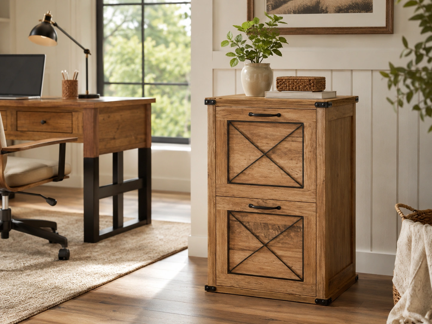 VASAGLE 2-Drawer Honey Brown File Cabinet