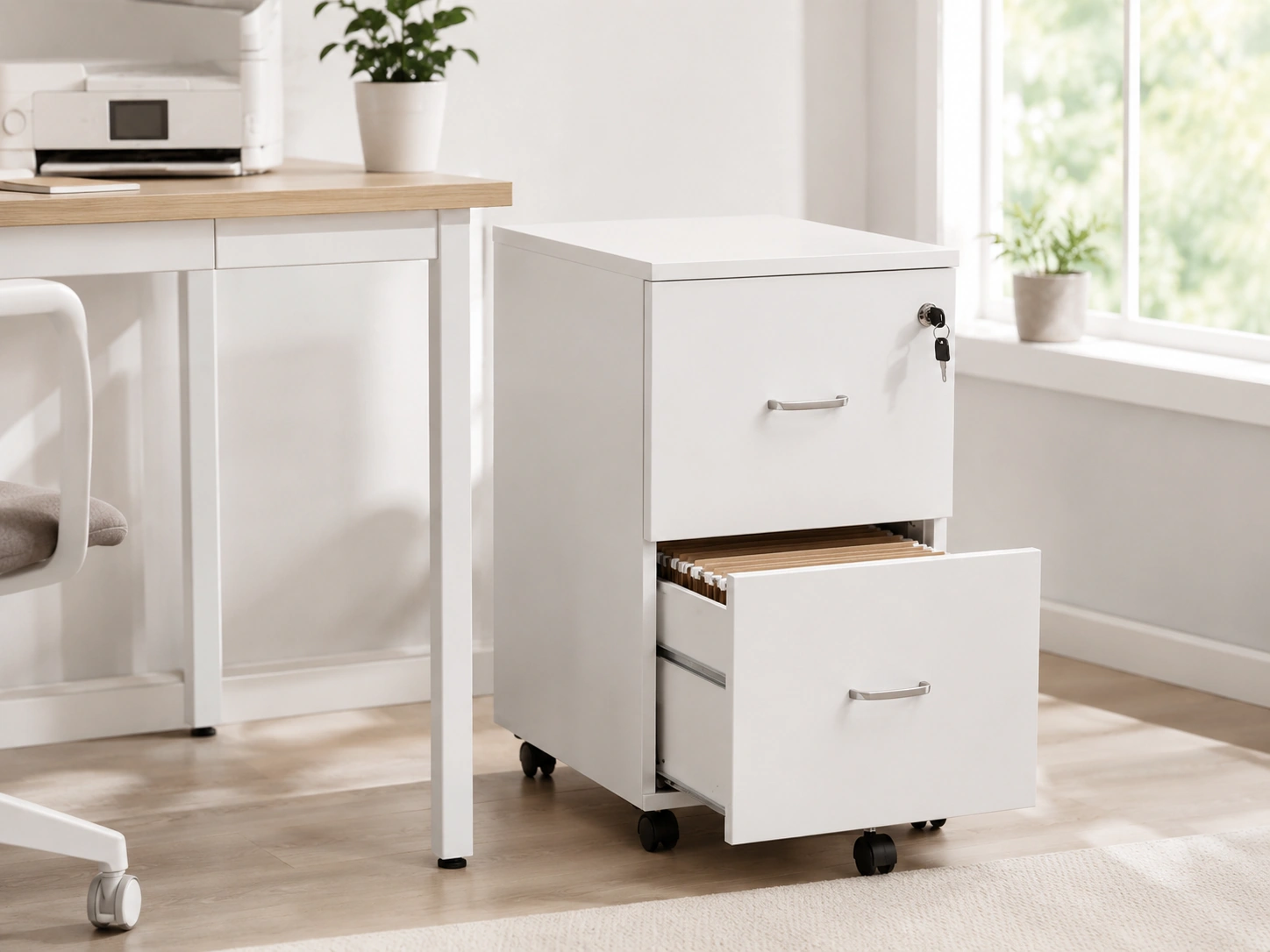 VASAGLE CUSTOS 2-Drawer File Cabinet with Lock, White