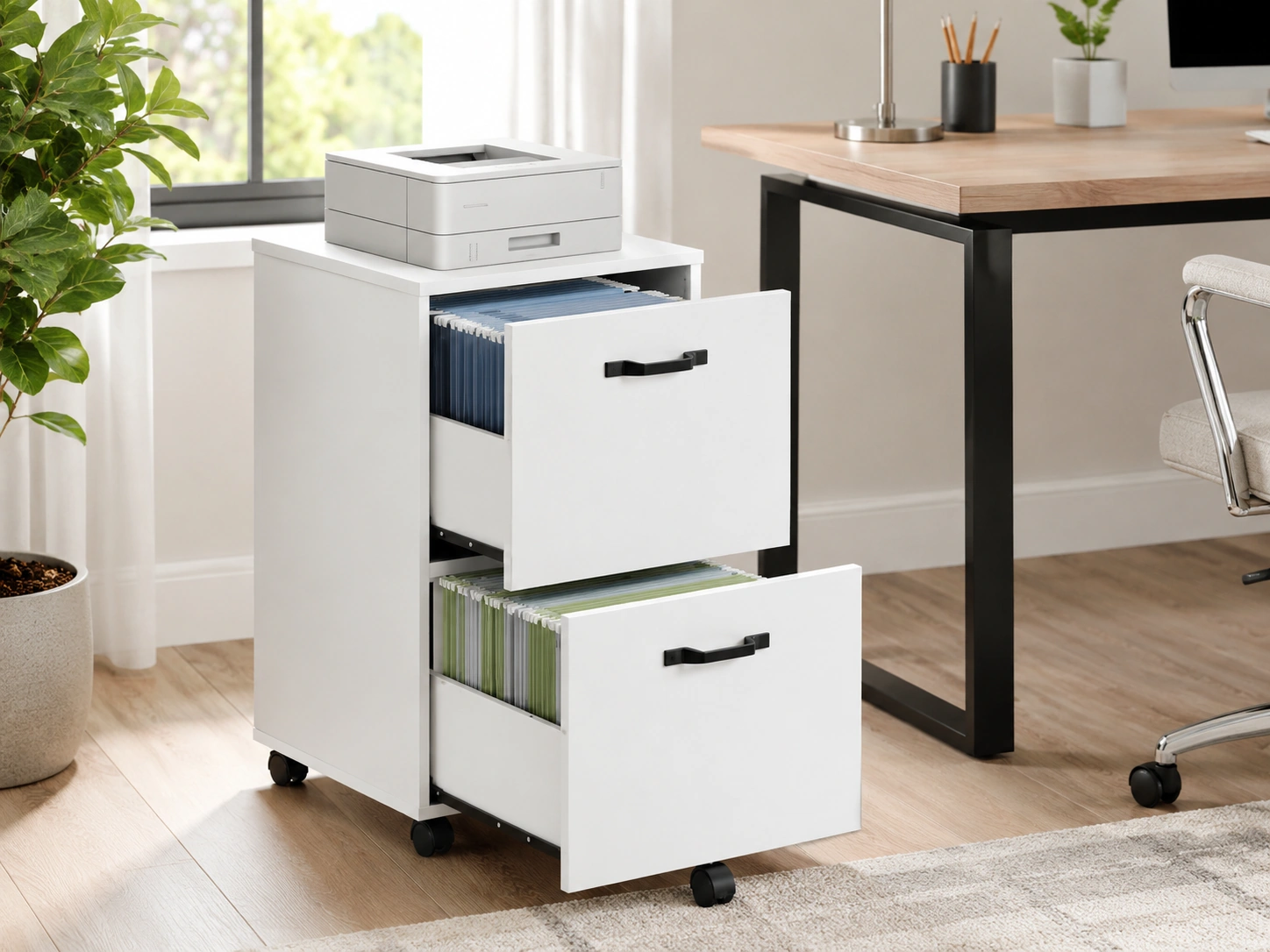 VASAGLE CUSTOS 2-Drawer File Cabinet, Snow White