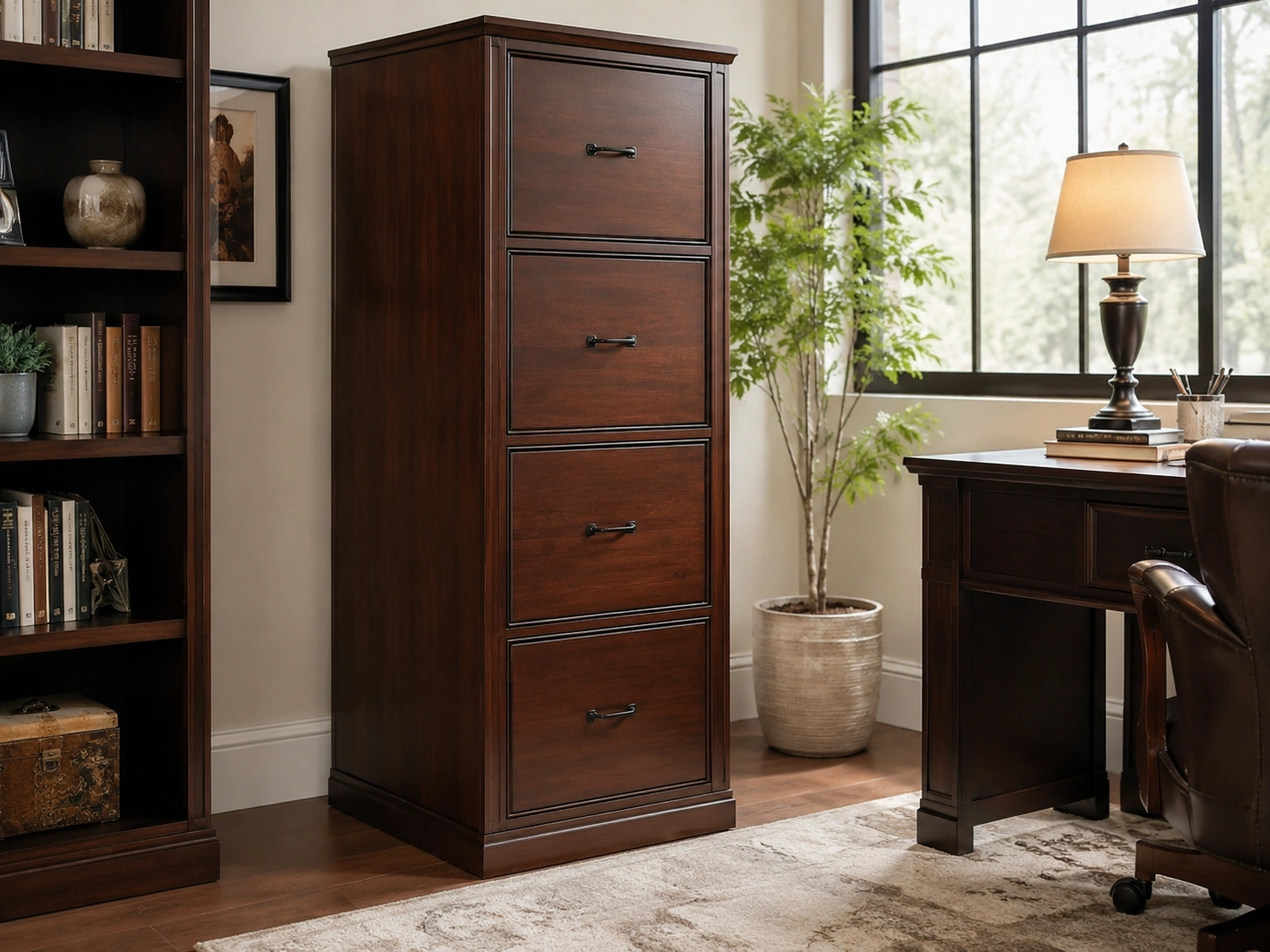 Sauder Clifford Place 4-Drawer Vertical File Cabinet, Grand Walnut