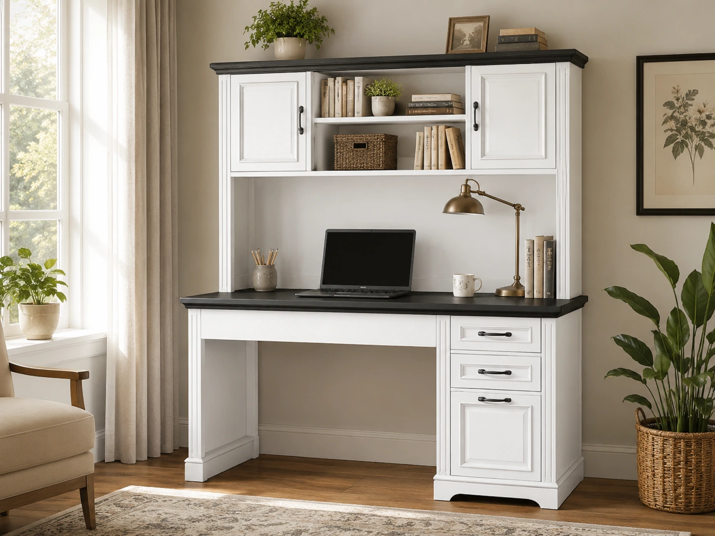 Sauder Palladia Computer Desk with Hutch