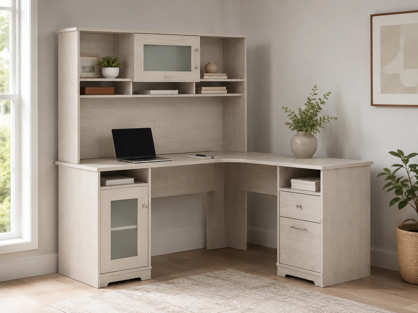 Bush Home Cabot 60W L-Shaped Computer Desk with Hutch