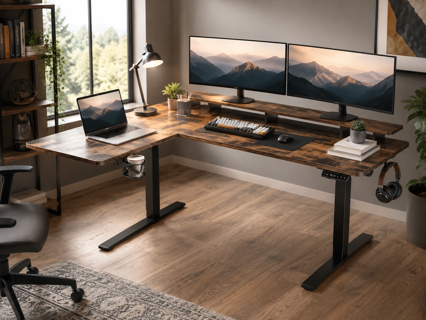 Acrolix L-Shaped Electric Standing Desk, 59x40"