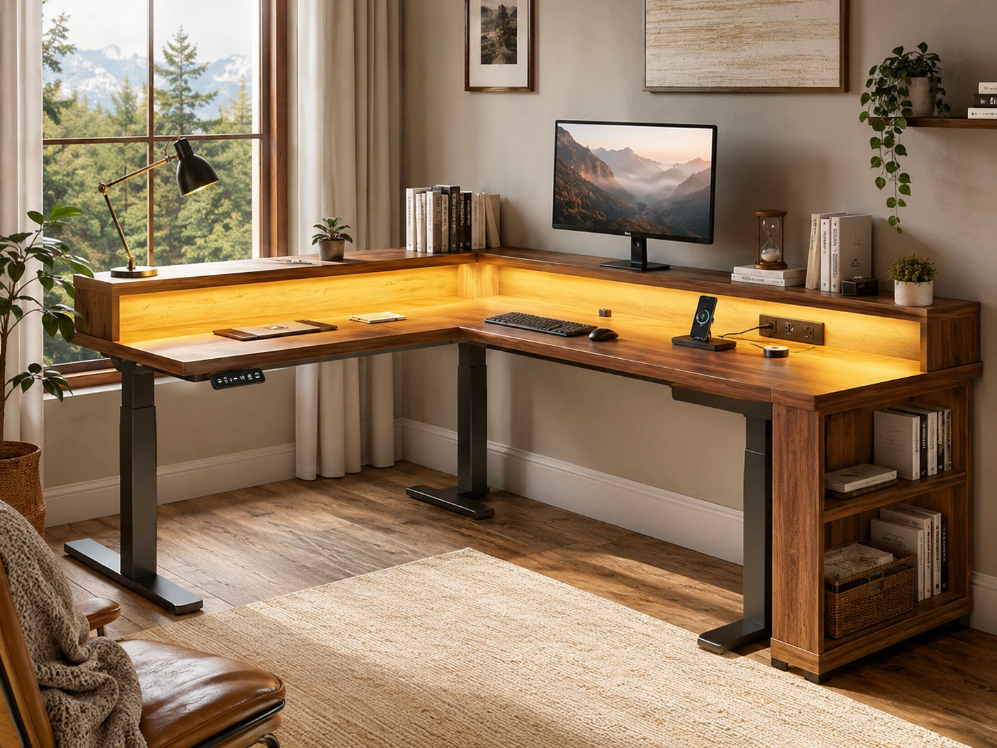 SEDETA Farmhouse L-Shaped Standing Desk, 70x73"