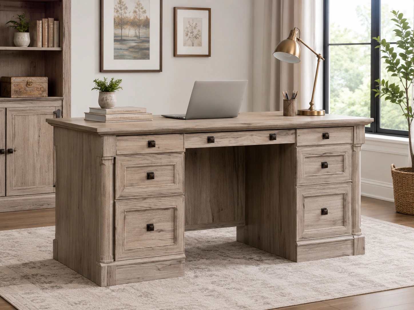 Bush Home Cabot L-Shaped Desk with Hutch