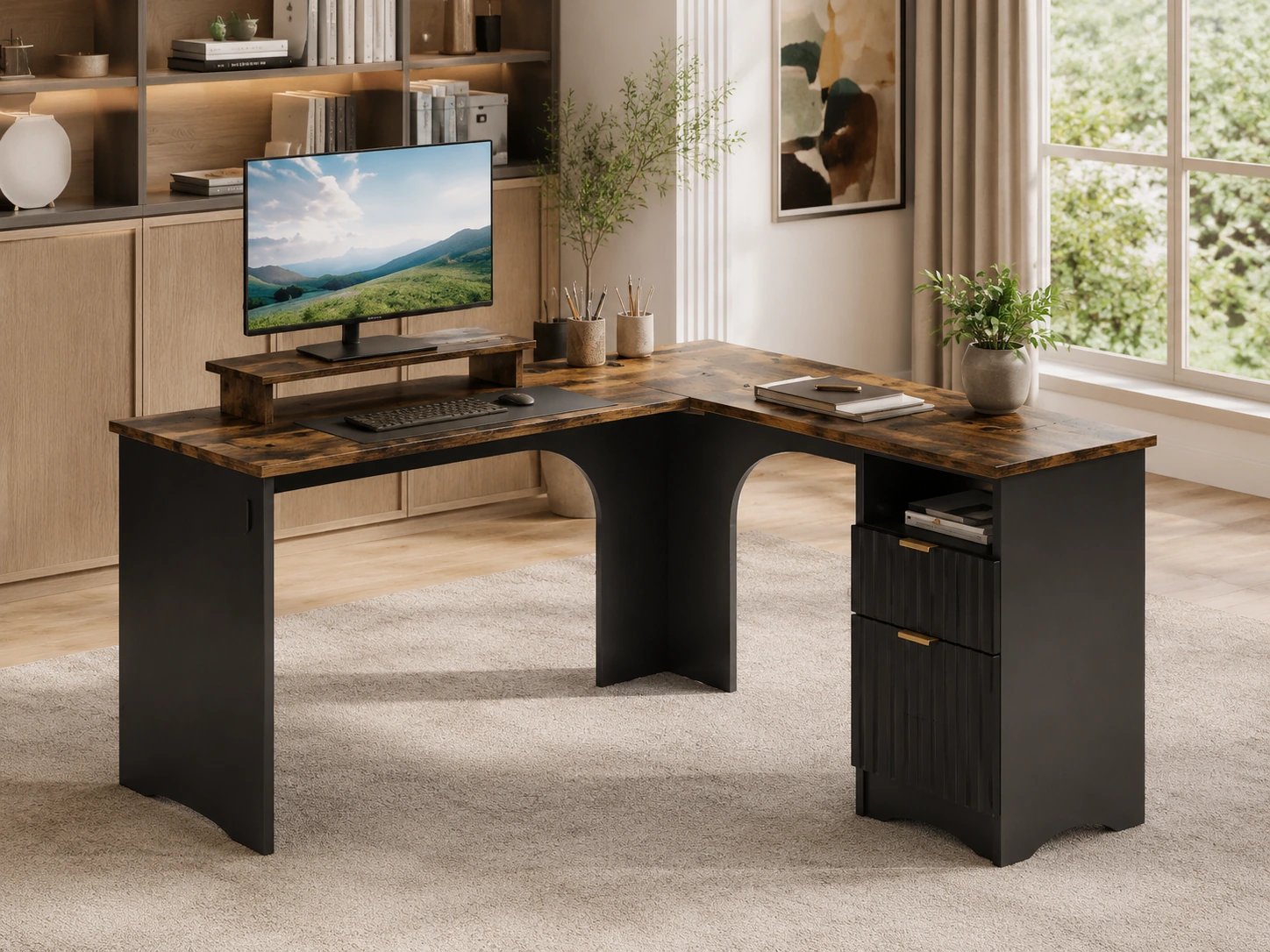 Bush Home Key West 60W Modern Farmhouse L-Shaped Desk