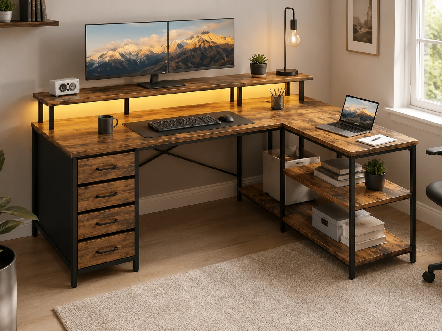 EUREKA ERGONOMIC 61" L-Shaped Standing Desk with Solid Wood Top