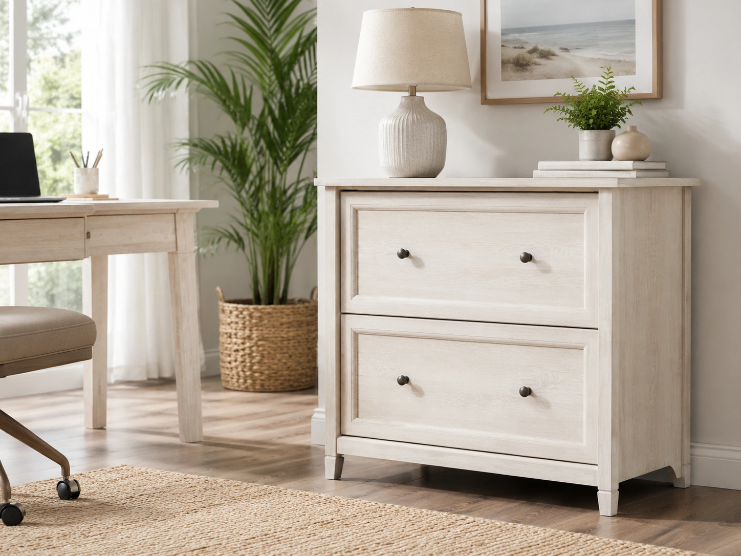 Bush Home Key West 2-Drawer Lateral File Cabinet, Pure White Oak