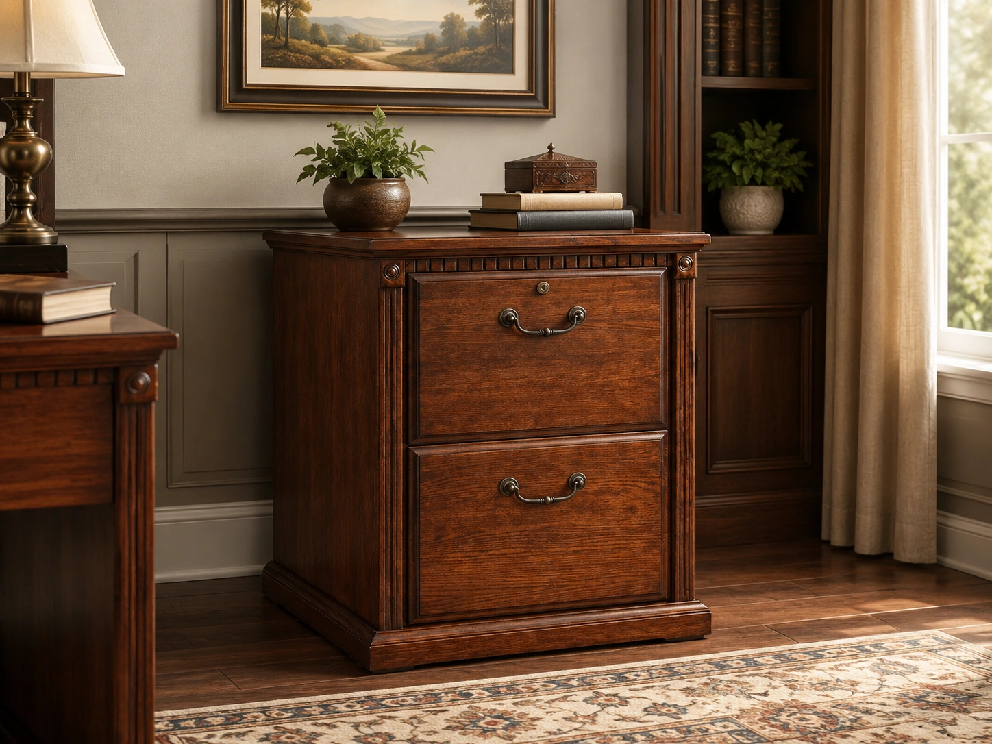 Martin Furniture Huntington Oxford 2-Drawer Lateral File Cabinet, Oak Finish, Fully Assembled