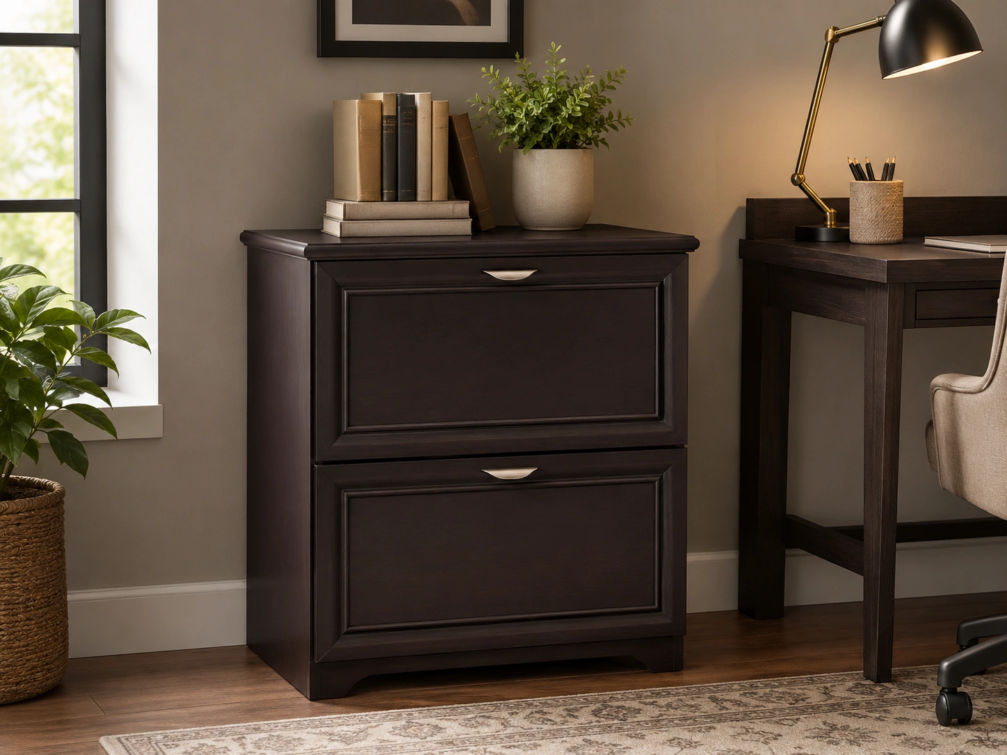 Realspace Magellan 23.5W Lateral 2-Drawer File Cabinet, Espresso
