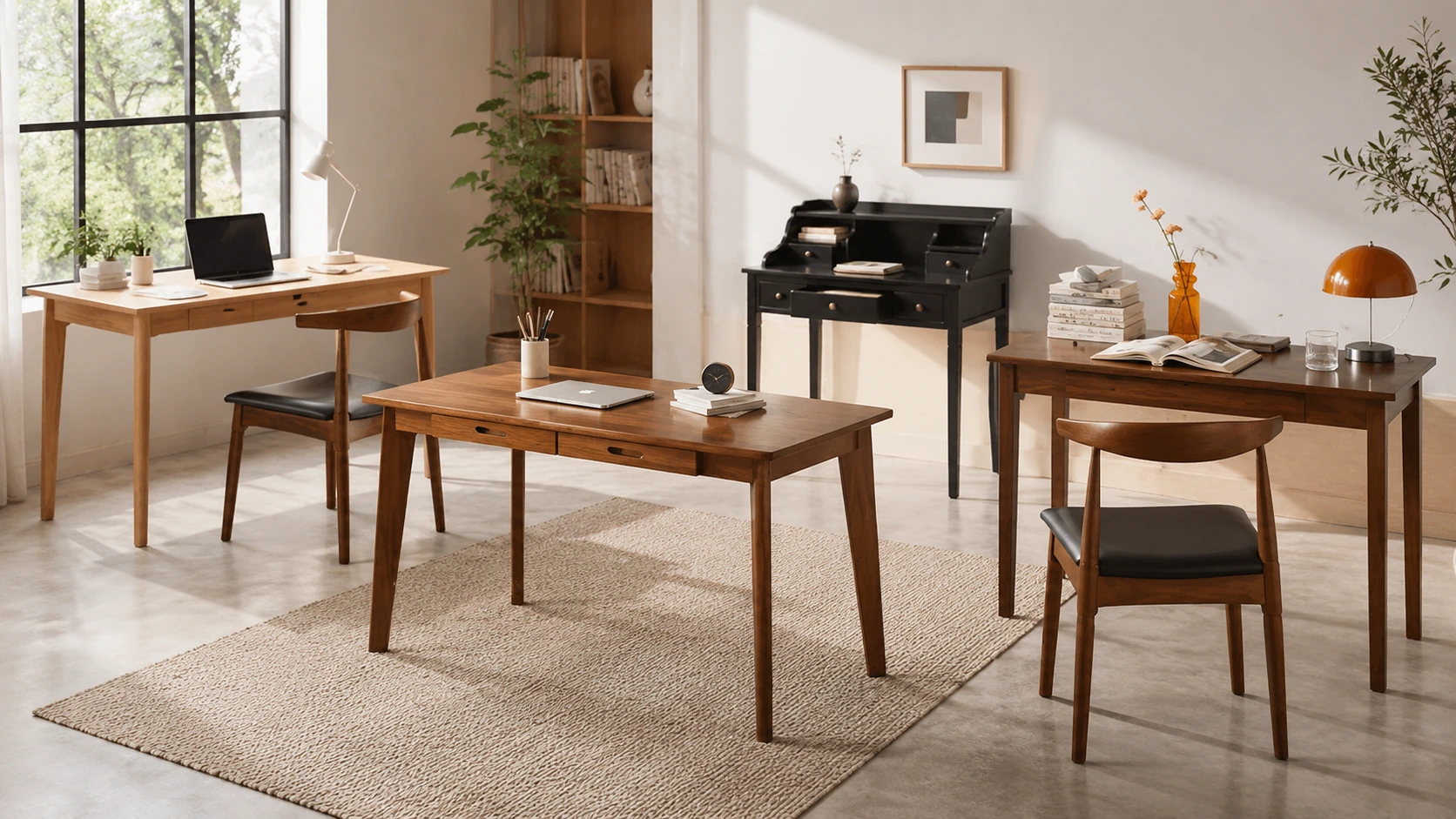 ODCVKRT Solid Wood Desk with Drawers 47"
