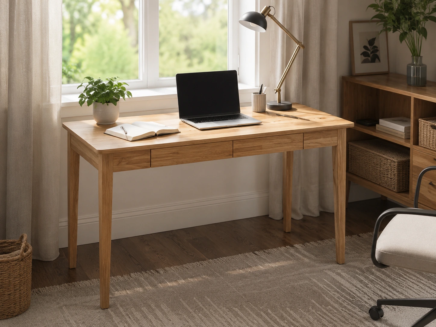 Votred Solid Wood Desk with Drawer 39"