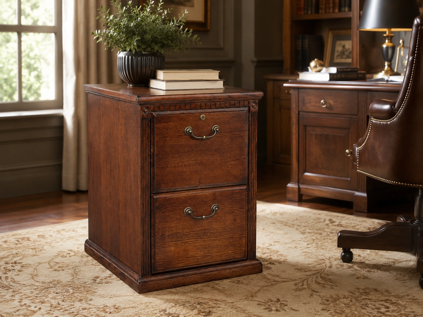 Martin Furniture Huntington Oxford 2-Drawer File Cabinet, Oak Finish, Fully Assembled