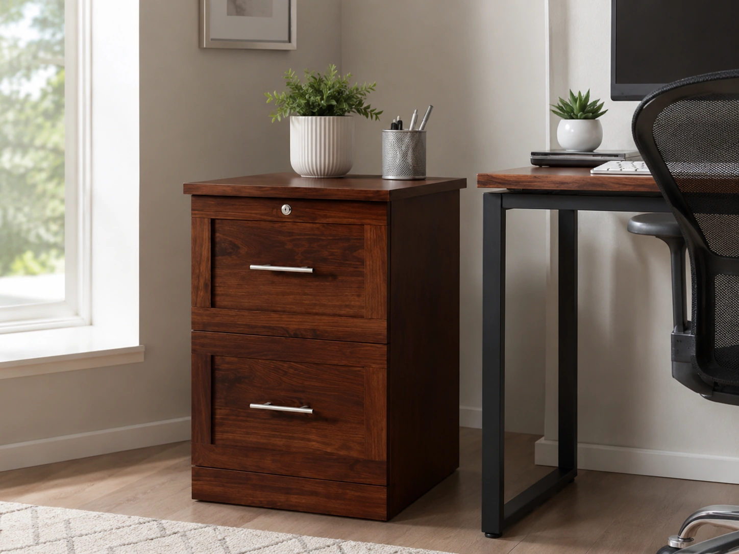 Realspace 17-inch Vertical 2-Drawer File Cabinet, Mulled Cherry