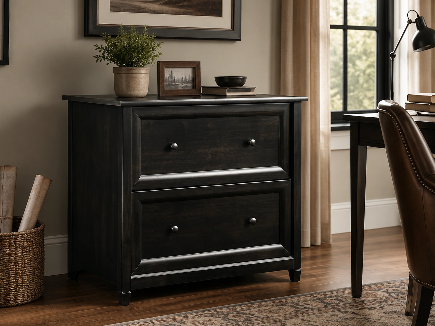 Sauder Edge Water 2-Drawer Lateral Filing Cabinet, Estate Black Finish