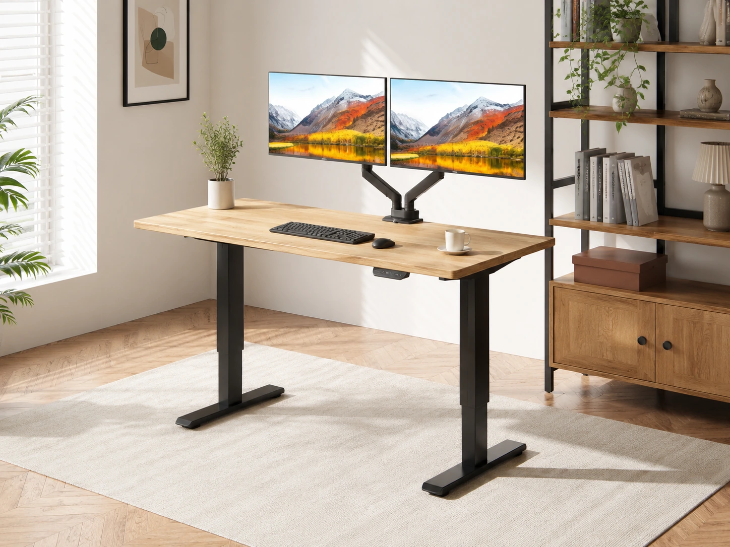 Stand Up Desk Store Solid Wood Top Electric Adjustable Desk