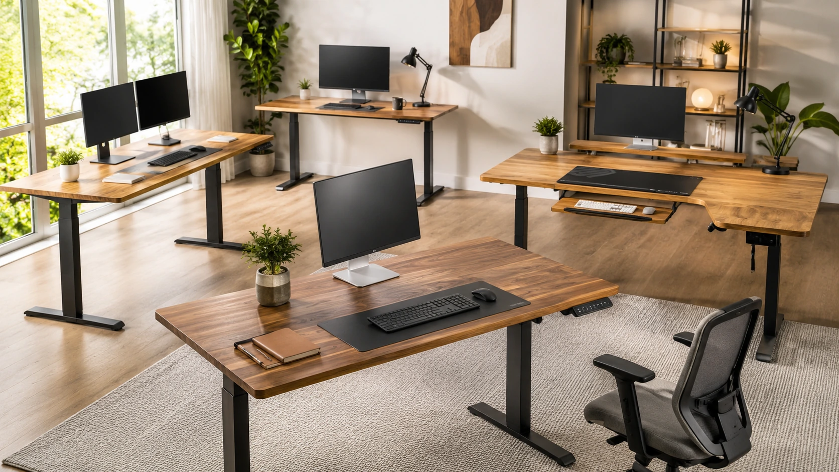 Solid Wood Live Edge Walnut Adjustable Standing Desk 60x27"