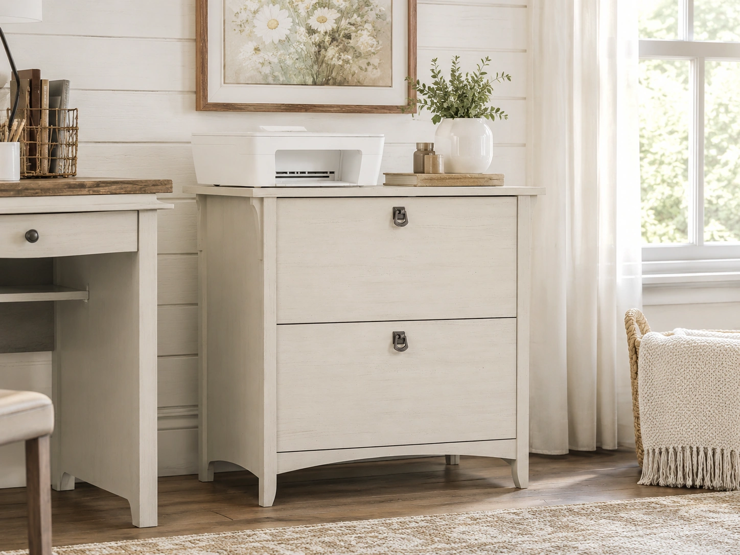 Bush Furniture Salinas 2-Drawer Lateral File Cabinet, Antique White