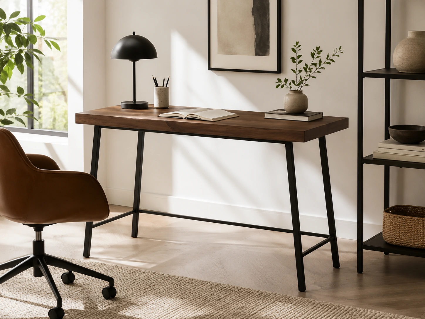 SAFAVIEH Home Collection Bernhart Walnut and Black Desk