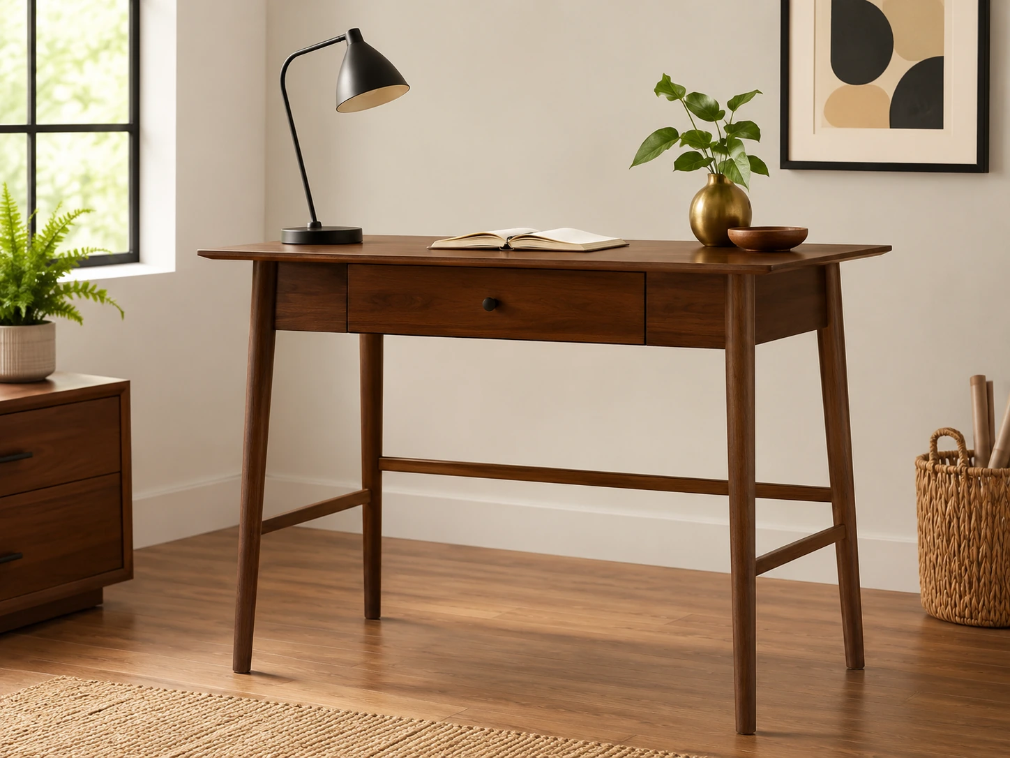 YEXINGlow 39.4" Solid Wood Desk Mid-Century Modern
