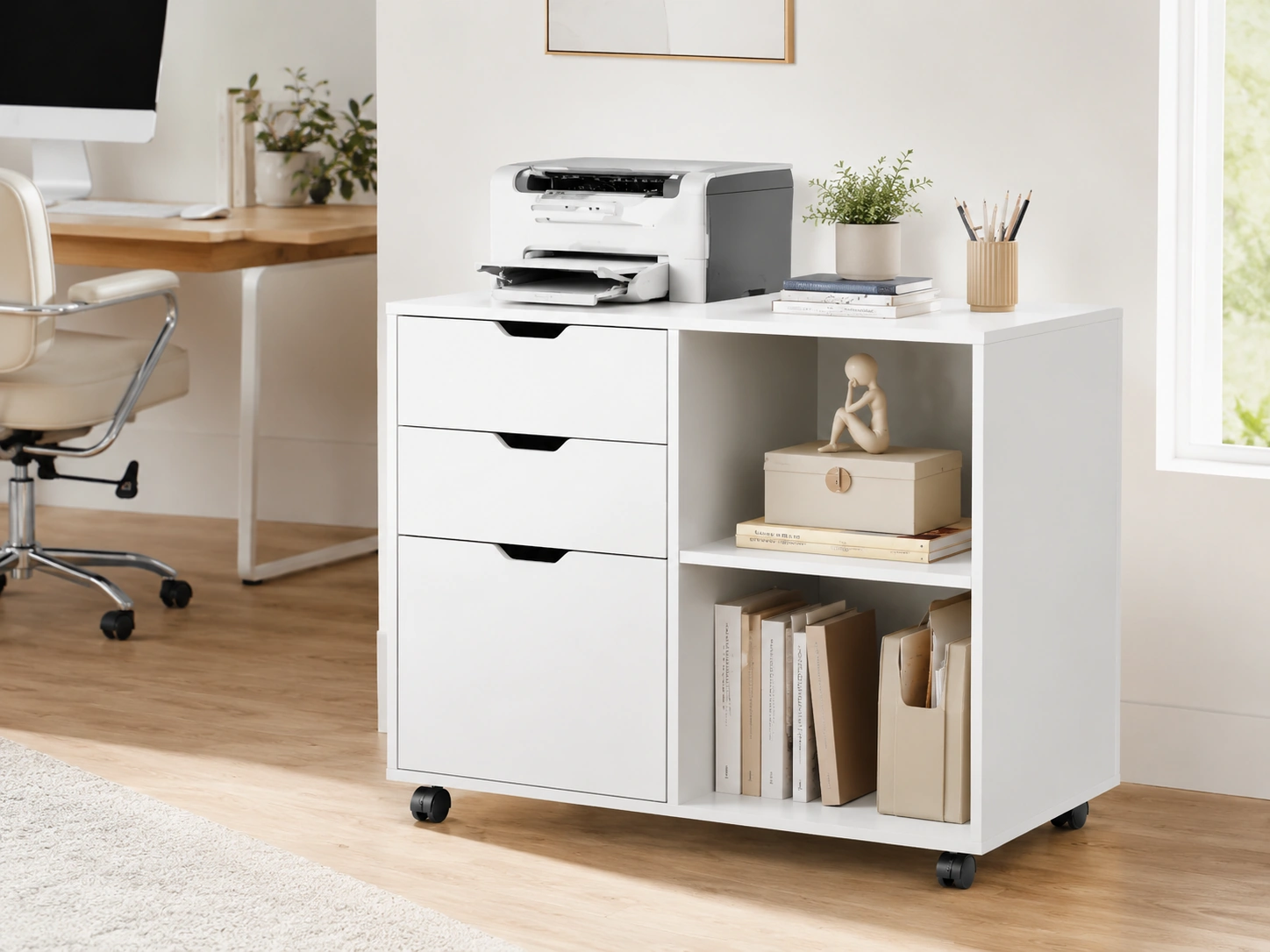 DEVAISE 3-Drawer Wood File Cabinet, White