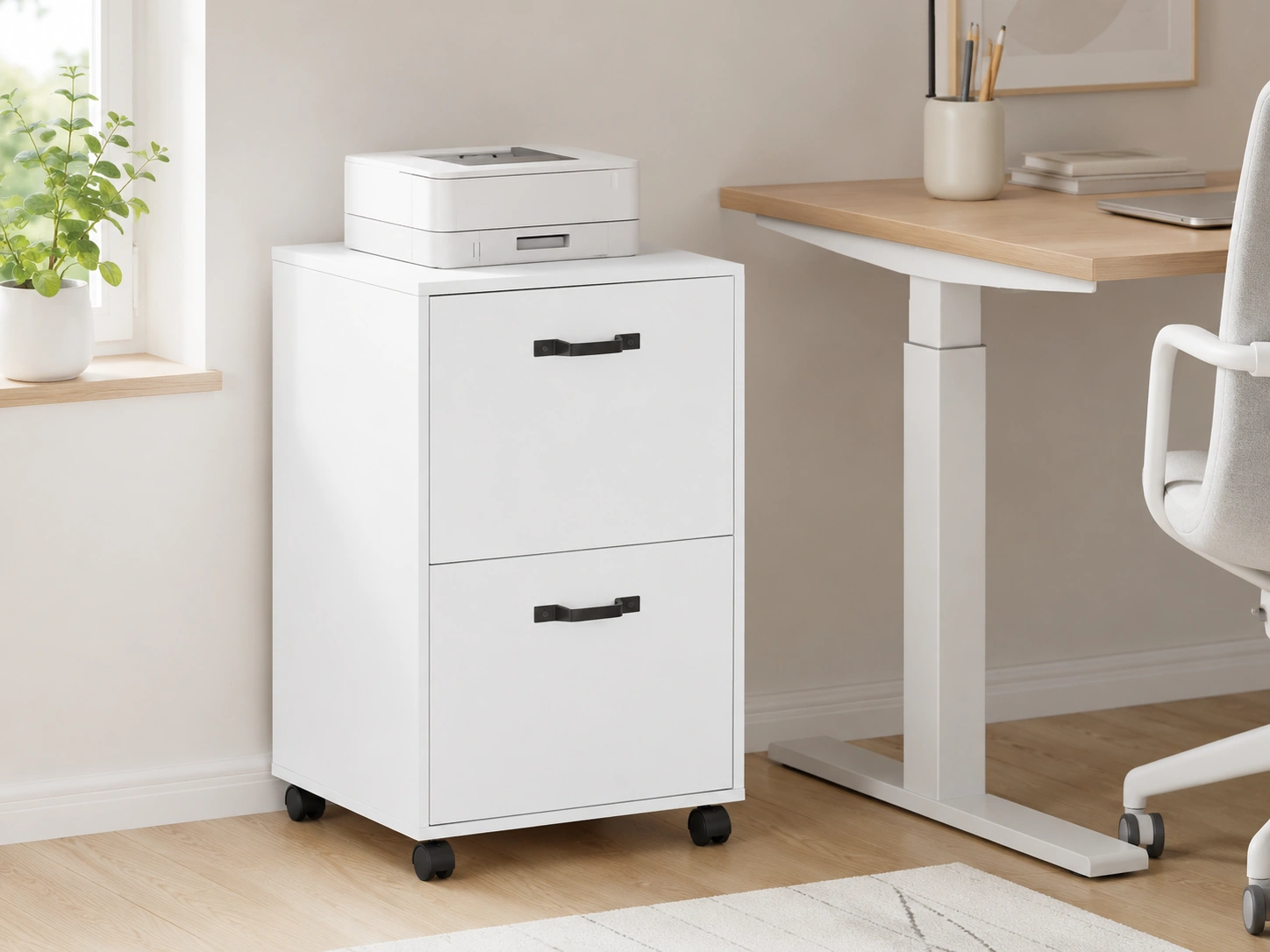 VASAGLE CUSTOS 2-Drawer File Cabinet, Snow White