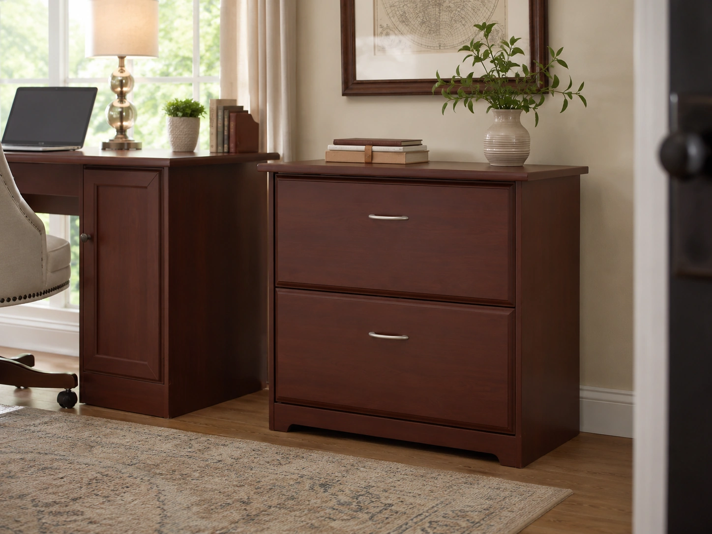 Bush Home Cabot 2-Drawer Lateral File Cabinet, Harvest Cherry