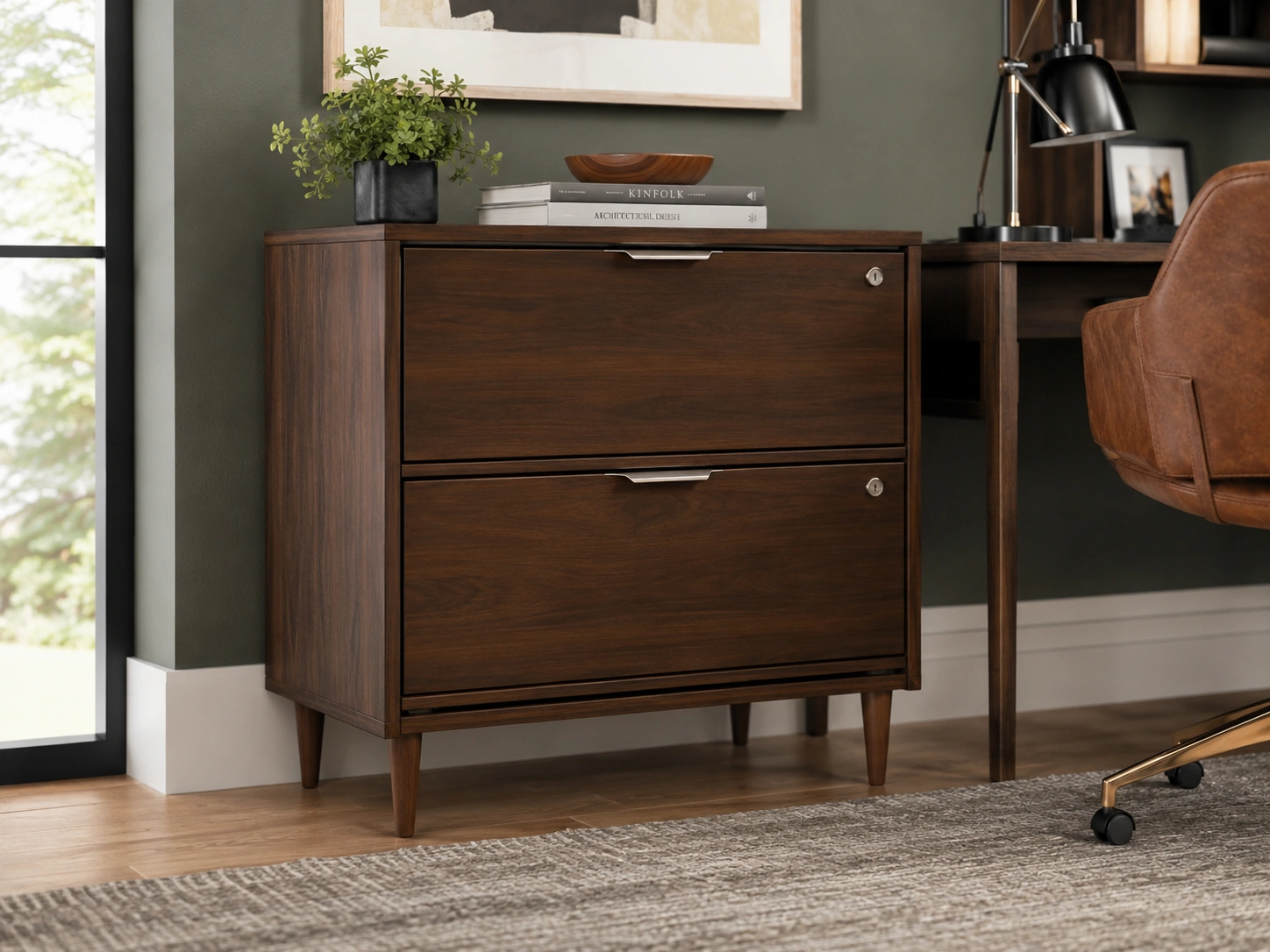 Sauder Clifford Place 2-Drawer Lateral File Cabinet, Grand Walnut