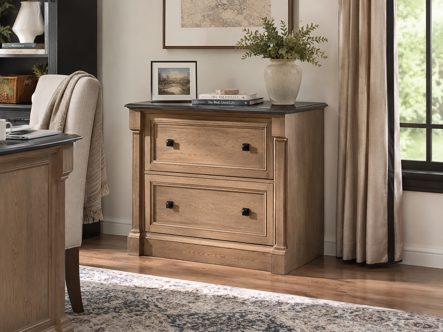 Sauder Palladia 2-Drawer Lateral File Cabinet, Vintage Oak