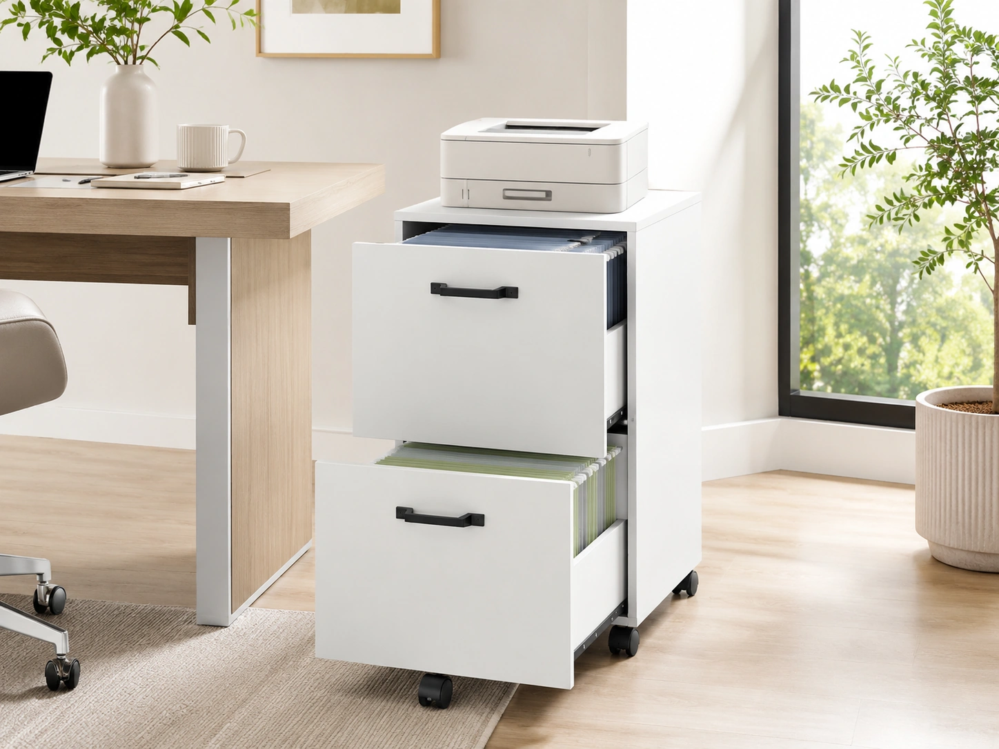 VASAGLE CUSTOS 2-Drawer File Cabinet, Snow White