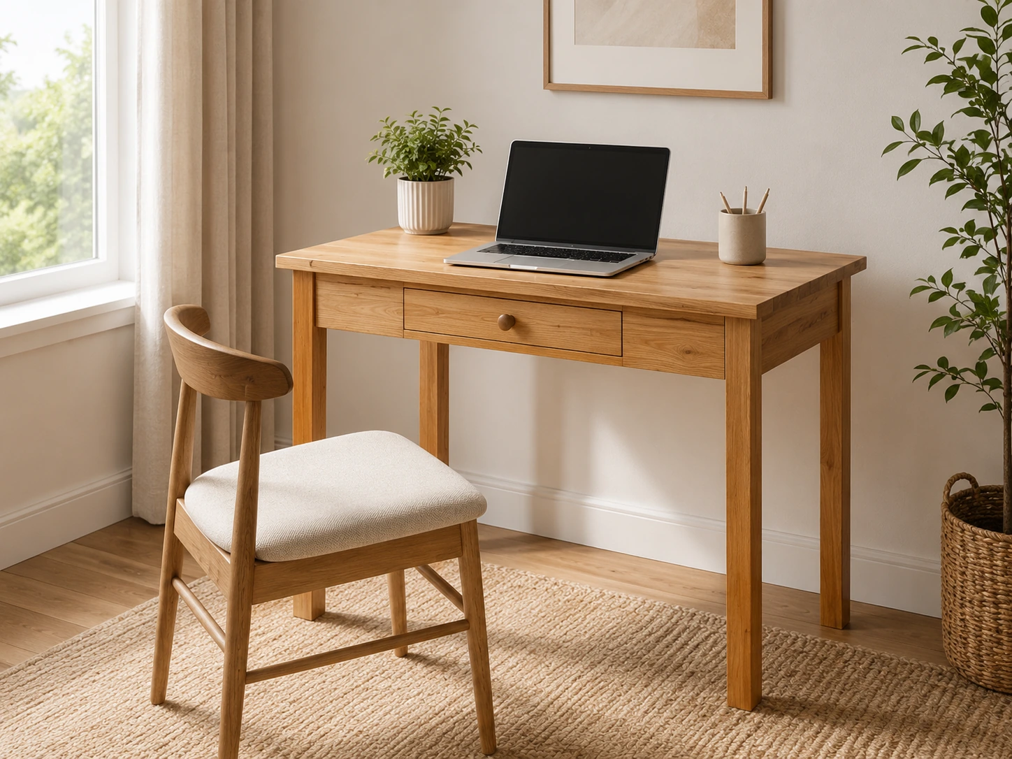 Votred Solid Wood Desk with Drawer