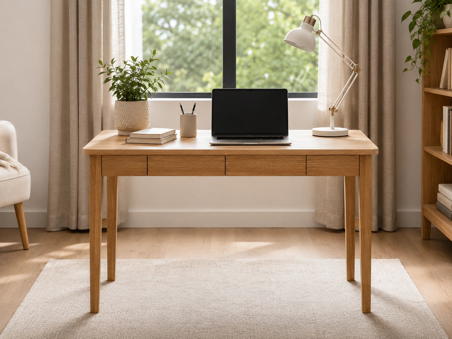 SanaForm Solid Wood Desk with Drawers