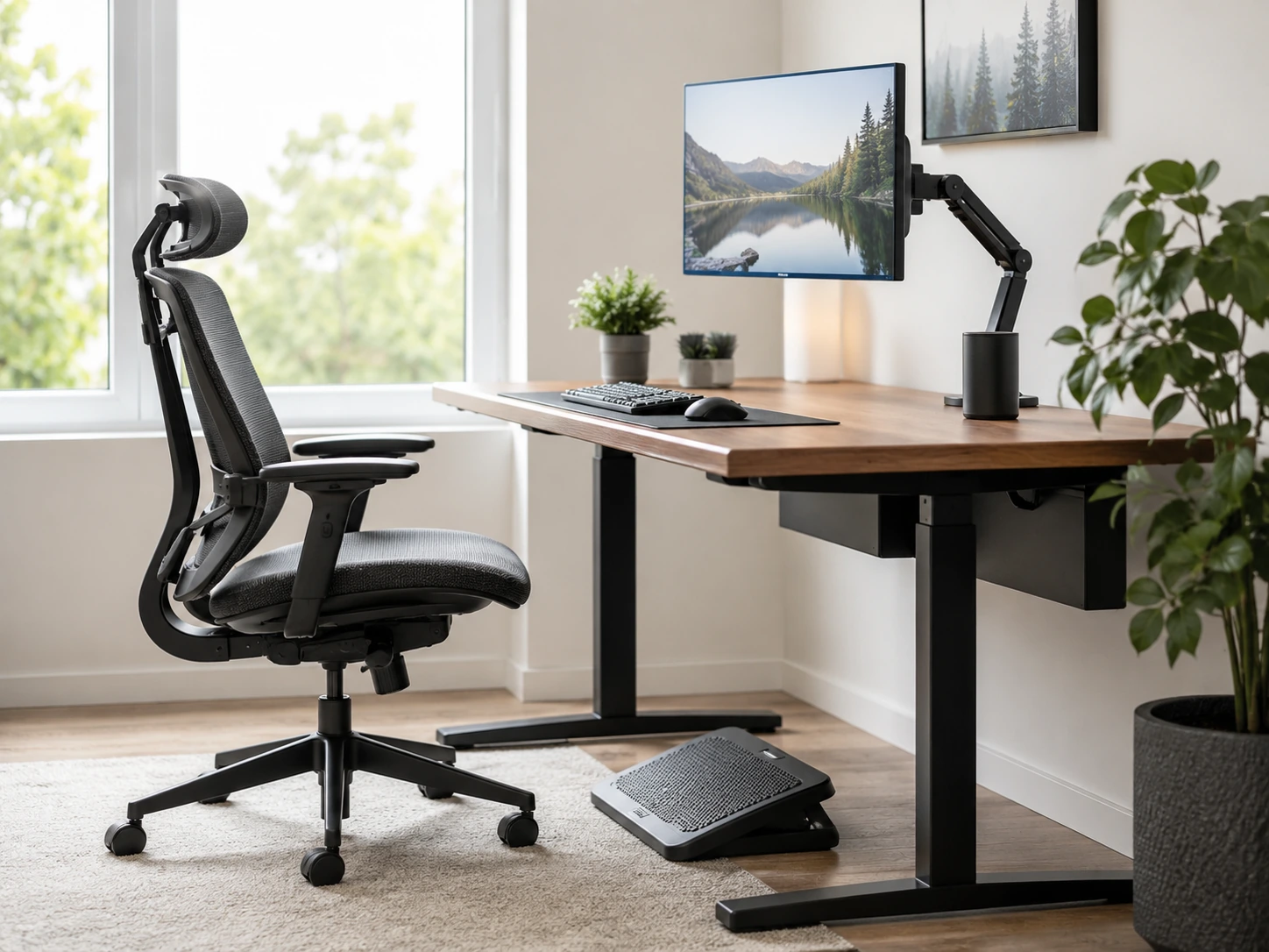 Desk, chair, and monitor ergonomic system