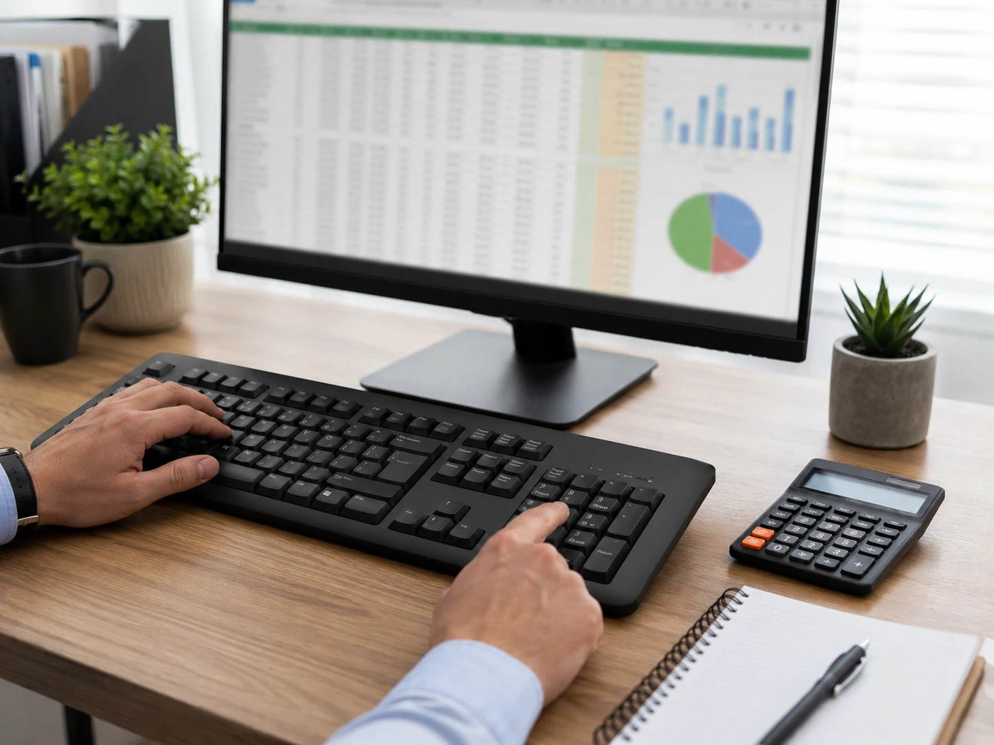Full-size keyboard advantage for data entry and spreadsheet work