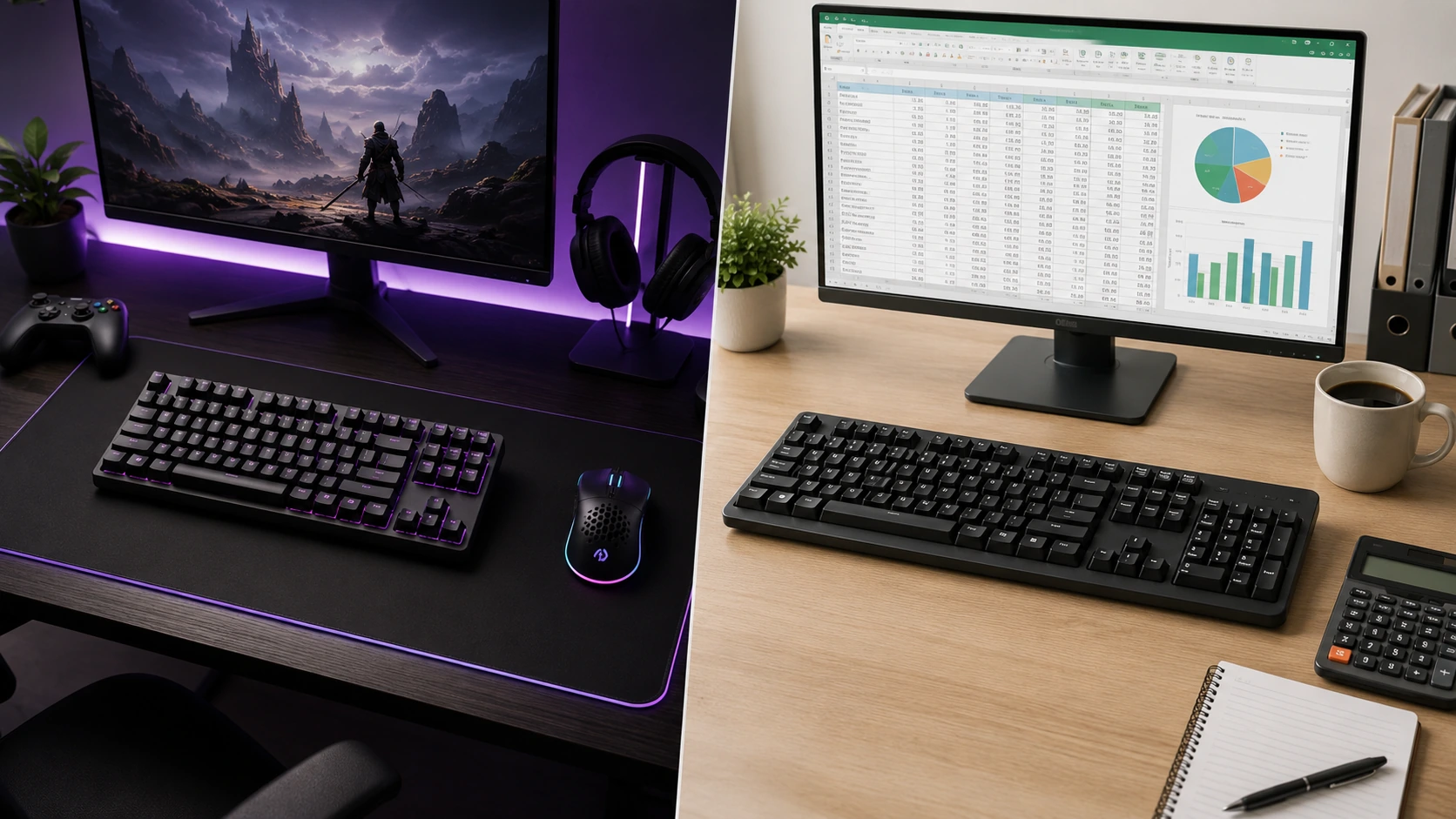 Decision guide visual for TKL vs full-size keyboard choice