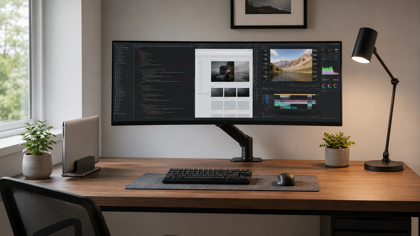 Ultrawide monitor clean workflow setup