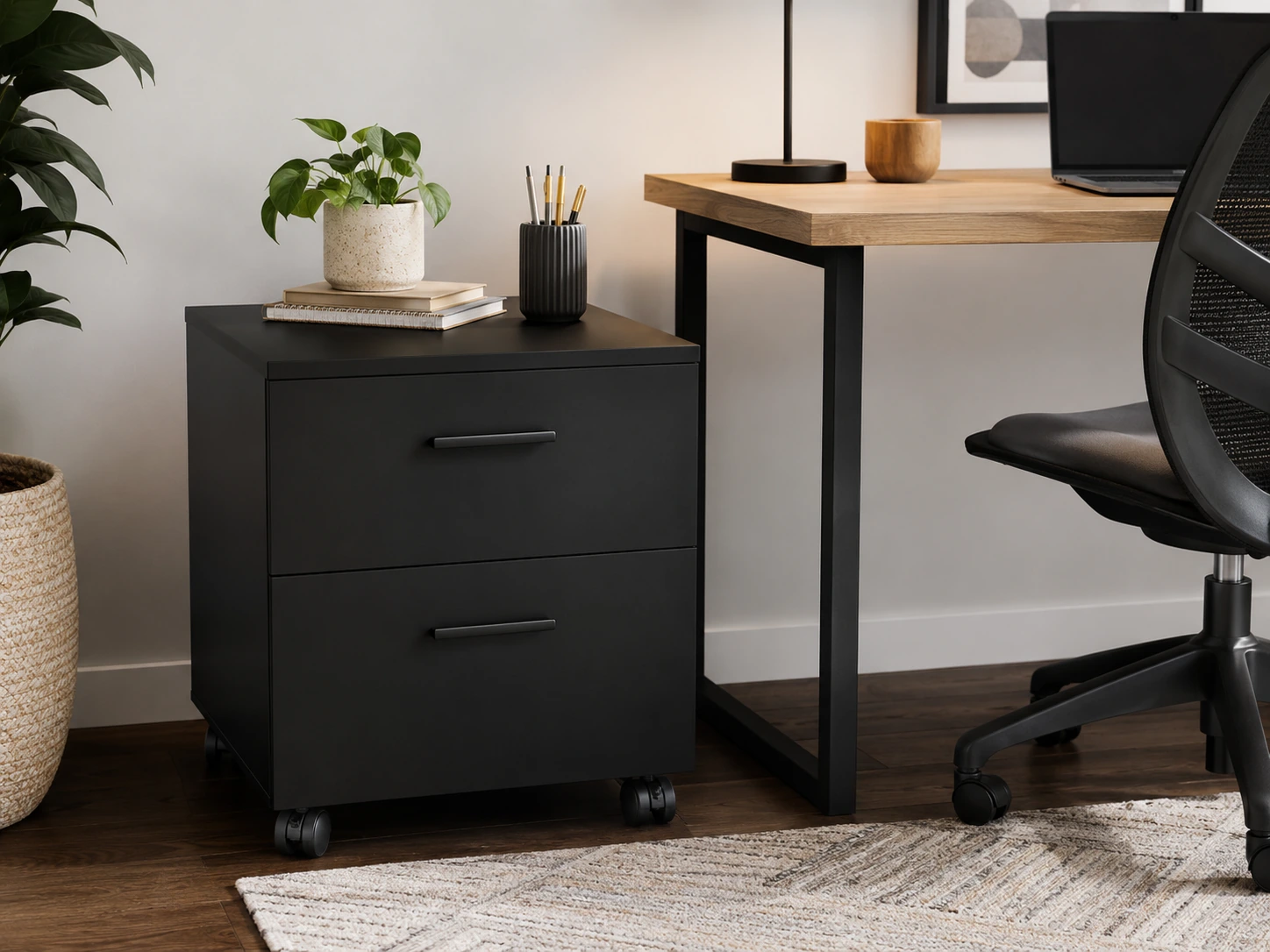 EUREKA ERGONOMIC 2-Drawer Rolling Cabinet -- Black