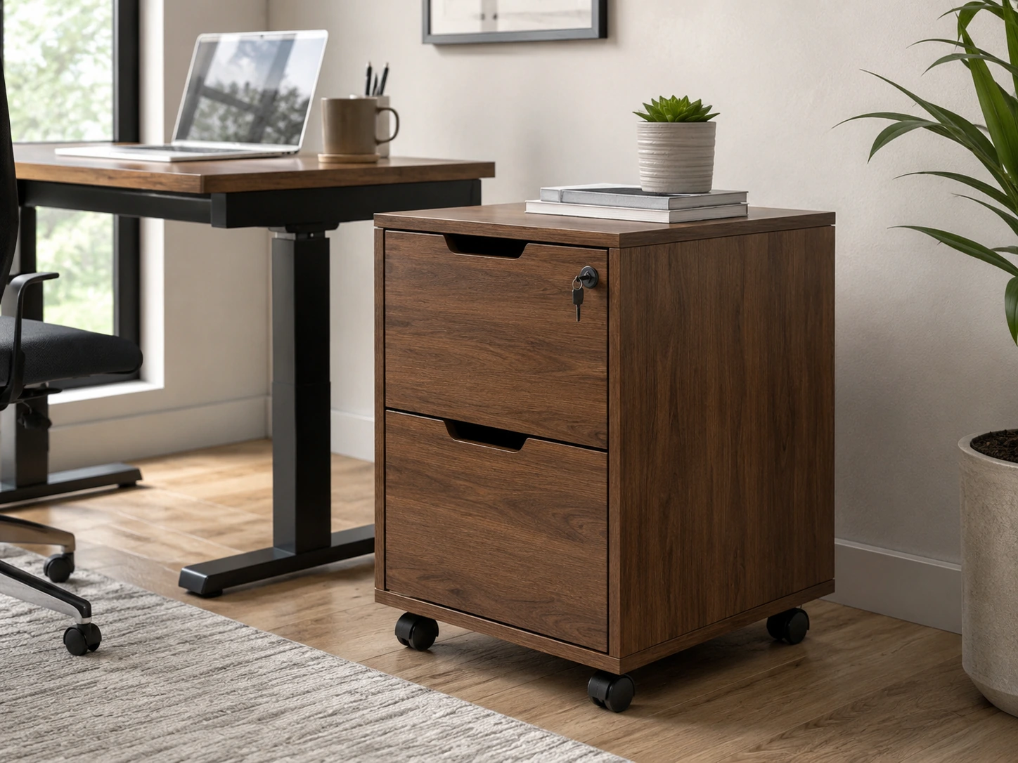 EUREKA ERGONOMIC Rolling Cabinet -- Rustic Brown