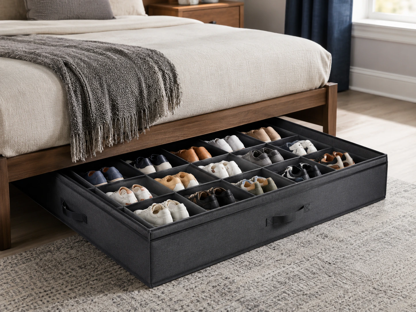 Under Bed Shoe Storage 600D, 16-Pair