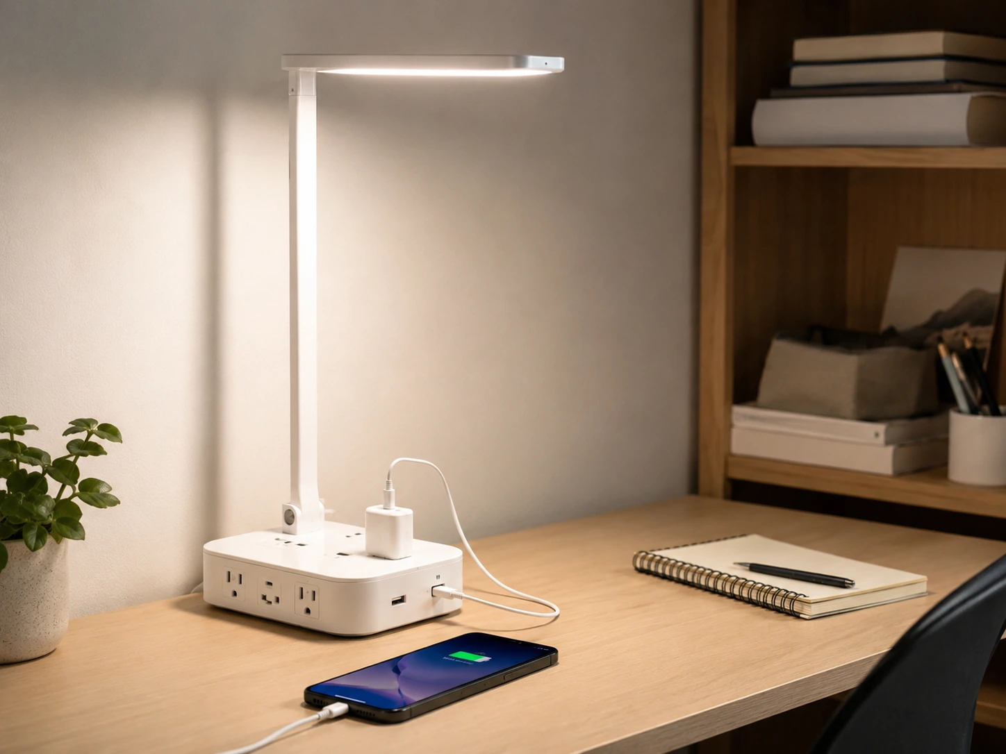 One Beat LED Desk Lamp + Power Strip Combo