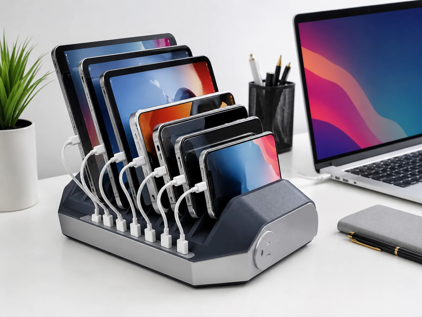 BESTEK 8-Port with Adjustable Dividers