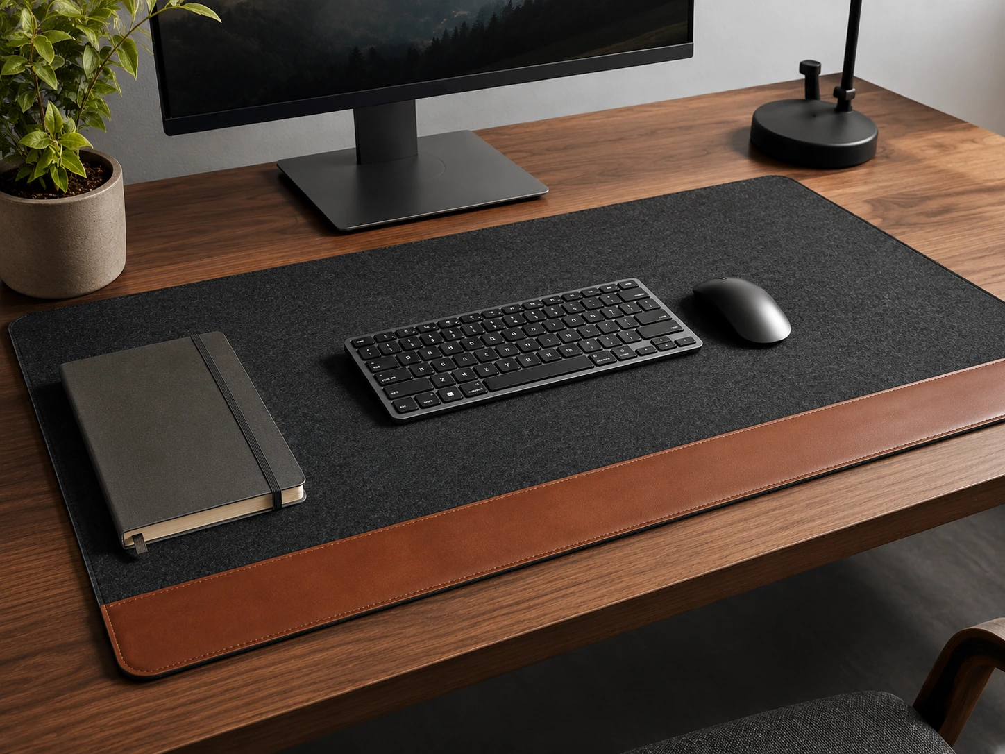 Nordik Felt + Leather Desk Mat 35x17"