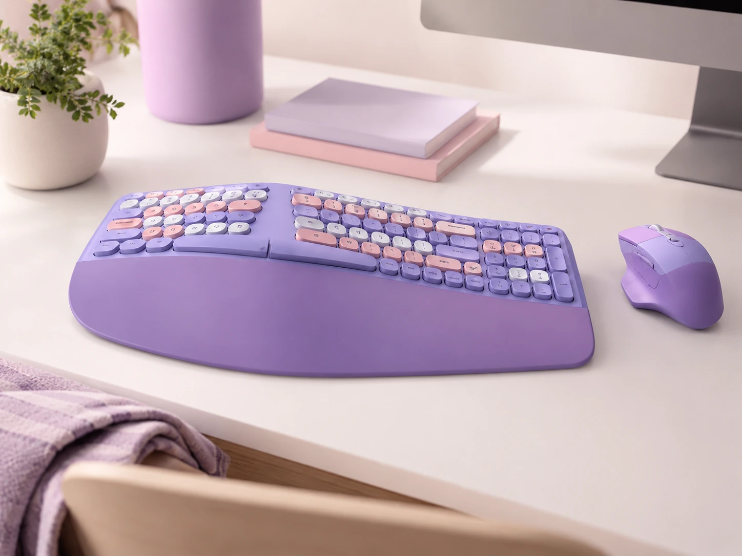 Wireless Ergonomic Keyboard + Mouse (Color Options)
