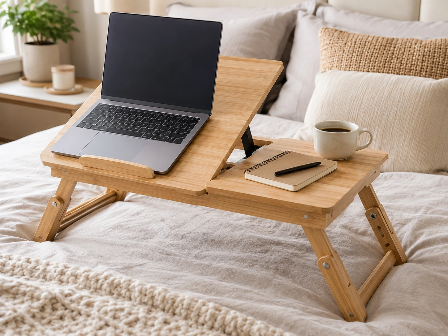 SAIJI Adjustable Bed Tray Laptop Stand