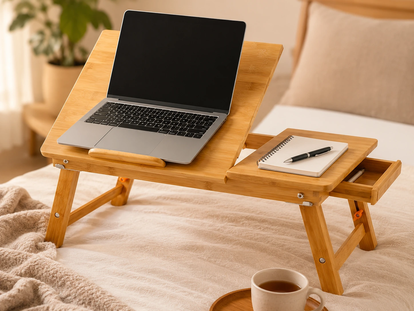 Nnewvante Bamboo Lap Desk with USB Fan
